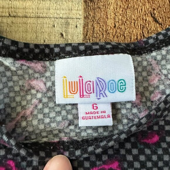 Lularoe Girls Mae Dress Size 6 Black/Pink Geometric Print Polyester/Spandex - Picture 4 of 6